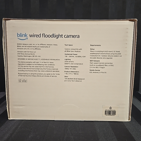 Blink Wired Floodlight LED Smart Security Camera 2600 Lumens White W/2 Way Audio - Picture 6 of 8